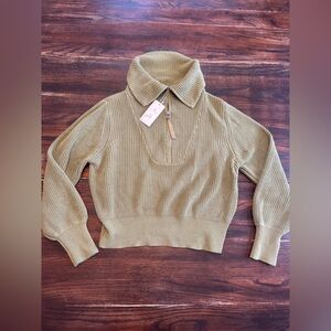 Lillusory Olive Green Half Zip Chunky Knit Sweater | Size M | NWT